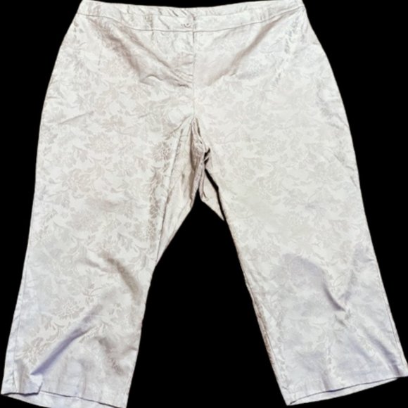 Plus Sz 24 Cotton Wide Leg Cropped Pant Jacquard Print - Picture 6 of 6